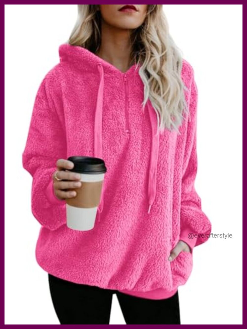 Oversized Sherpa Hoodie Pullover Fleece Quarter Zip Sweatshirt
